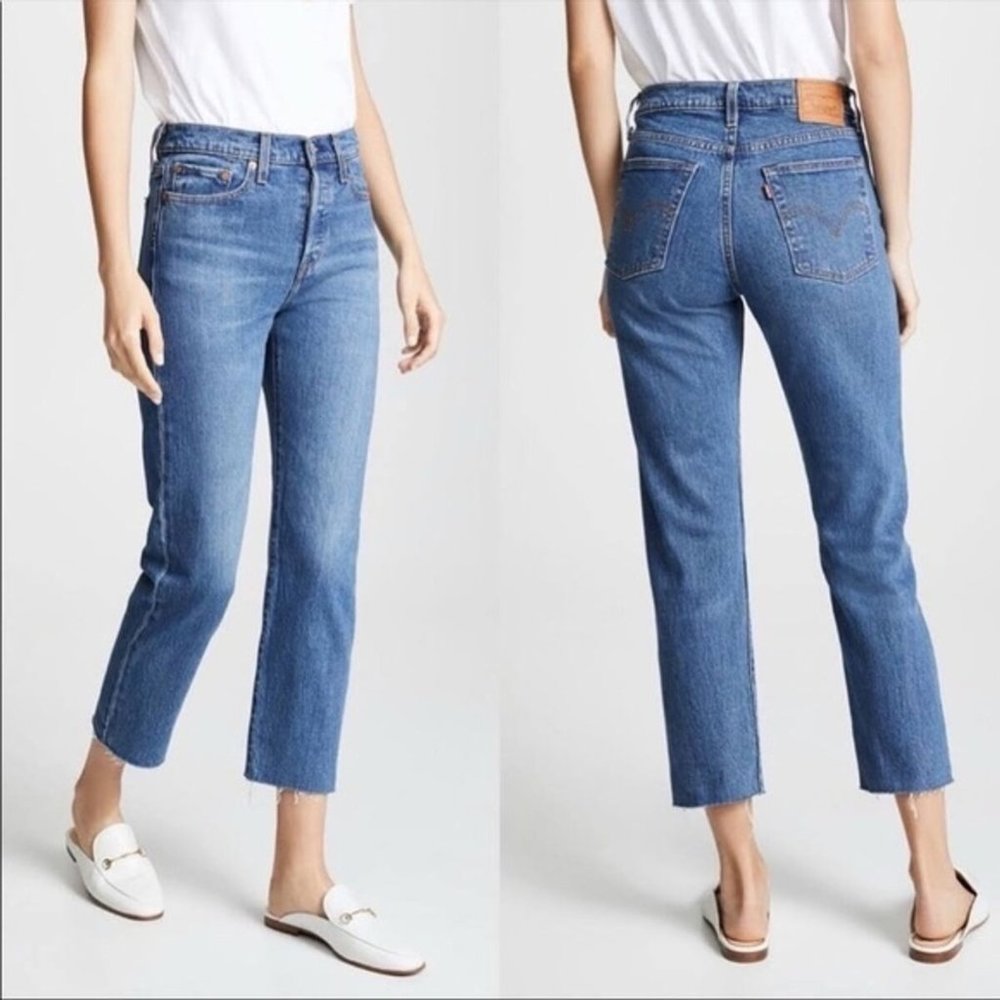 Levi's Wedgie Raw Hem High Waist Straight Leg Jeans in Love Triangle